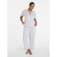 thumbnail image 2 of Joyspun Women's Dreamy Soft Collection Notch Collar Top and Capri Pants Pajama Set, 2-Piece, Sizes XS-3X, 2 of 6