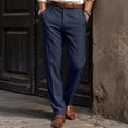 thumbnail image 5 of Men's Regular Fit Dress Pants Expandable Waist Slacks for Work Casual Business Flat Front Mens Wrinkle Free Comfort Stretch Pants Navy M, 5 of 5