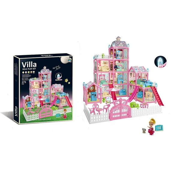 Jouets de Construction de Mini Maison de Poupée Diy, Maison de Poupée Princess avec Accessoires Lumineux