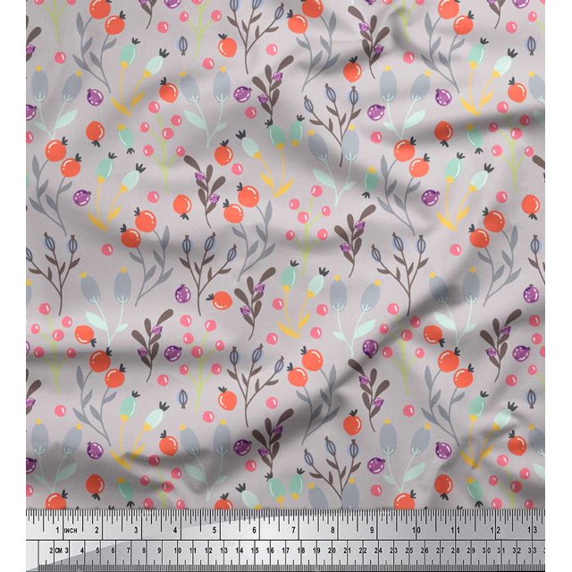 Soimoi Purple Moss Georgette Fabric Triangle Art Geometric Decor Fabric Printed Yard 42 Inch Wide