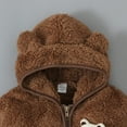 thumbnail image 4 of Winter Savings Clearance AKAFMK Baby Boys Clothes,Toddler Boys Coats and Jackets,Toddler Kids Baby Boys Girls Fashion Cute Solid Color Keep Warm Zipper Bear Ear Hooded Jacket Coat Brown Months, 4 of 5