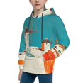 thumbnail image 2 of Picia Colorful Greek Windmills Pattern Youth Hoodie - Warm Pullover Sweatshirt with Kangaroo Pocket, Ideal for Boys and Girls-Medium, 2 of 6