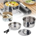 thumbnail image 1 of 1 PC Large Soup Pot+1 PC Frying Pan+1 PC Steaming Pan 3Pcs Camping Cookware Set Stainless Pot Frying Pan Steaming Rack Outdoor Home Kitchen Cooking Set Clear, 1 of 8
