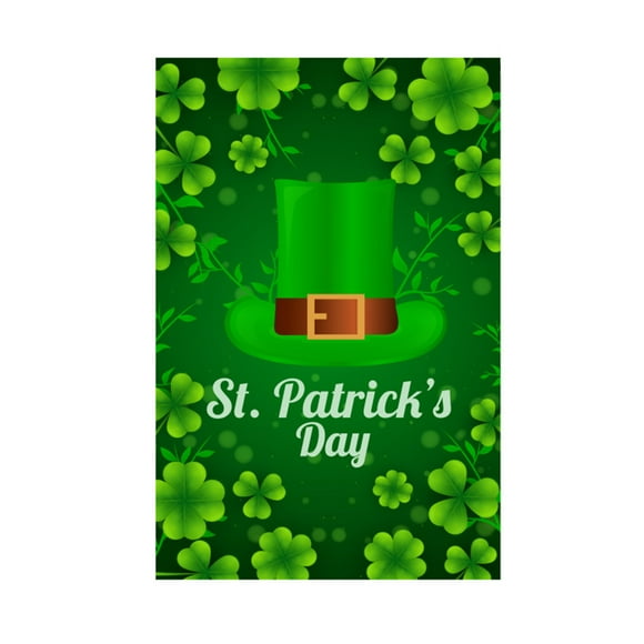 Garden Decorations Outdoor St. Patrick's Day Garden Flag Courtyard Festival Ambiance Decoration Hanging Flag Green Shamrocks Background Outdoor Courtyard Hanging Double Layer Flag