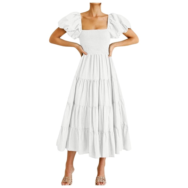 WILLBEST Robes d'Été Décontractées pour Femmes Robe Décontractée Tendance Épaules Dénudées Manches à Volants Idéale pour Activités Extérieures et Fêtes
