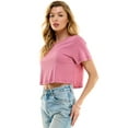 thumbnail image 6 of Women's Boxy Crop Top Round Neck Short Sleeve Casual 100% Cotton Cropped Tee T-Shirt, Calluna, Large, 6 of 9