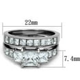 thumbnail image 7 of Three Stone type 6mm Princess cut CZ Women's Stainless Steel Engagement Ring Set - Size 9, 7 of 7