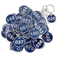 thumbnail image 1 of Numbered Tags, 100 Pcs Number 001-100 Stamping Number Tags Labels for Classification, Round Metal Numbered Marking Identification Hang Tags with Key Ring for Keys, Cabinets, Boxes, Animals, Plants, 1 of 6