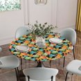 thumbnail image 5 of Fall Orange Green Maple Leaf Round Tablecloth for 55-60 Inch Tables,Fitted Table Cover with Elastic Edge,Watercolor Botanical Retro Waterproof Outdoor Table Cloth Protector for Patio Garden Dinner, 5 of 9