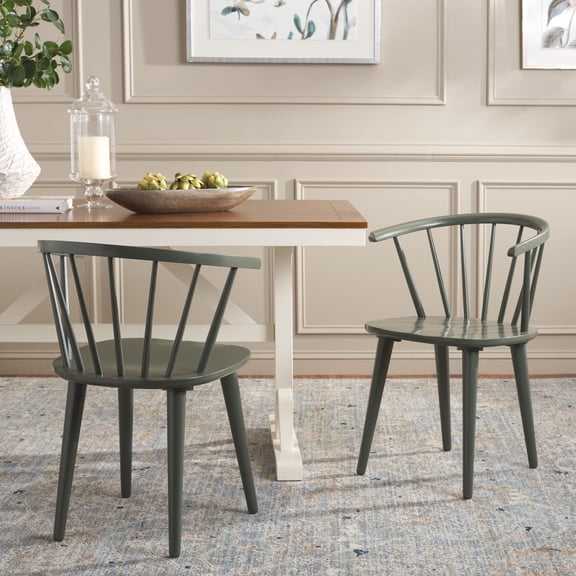 Safavieh Blanchard Scandinavian Wood Dining Side Chairs, Dusty Green (Set of 2)
