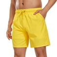 thumbnail image 3 of VOROFY Mens Swim Trunks with Compression Liner 7 inch Inseam Mens Bathing Suit Swimming Shorts for Men Yellow Large, 3 of 6