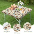 thumbnail image 4 of Beige Highland Cow Flower Pajama Pattern Square Fitted Tablecloth with Elastic Edge,Square Table Cover,Washable Elastic Table Cover for Home Kitchen Party Decor 34"x34", 4 of 6