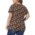 thumbnail image 4 of DARING DIVA Women's Plus Floral  Loose Casual Basic Blouse 4X Brown, 4 of 6