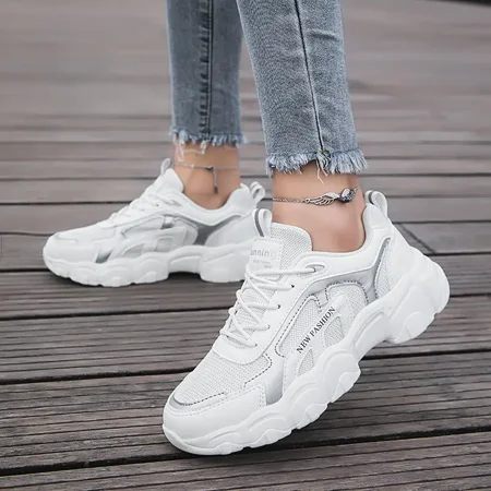 

Women‘s Platform Chunky Sneakers Mesh Lace-Up Running Shoes Women‘s Footwear