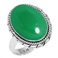 thumbnail image 1 of 925 Sterling Silver Ring For Women - Men Real Green Onyx Gemstone Silver Ring Size 9.5 May Birthstone Boho Silver Ring Size 9.5 Anniversary - Gift For Wife 925 Silver Gemstone Jewelry, 1 of 5