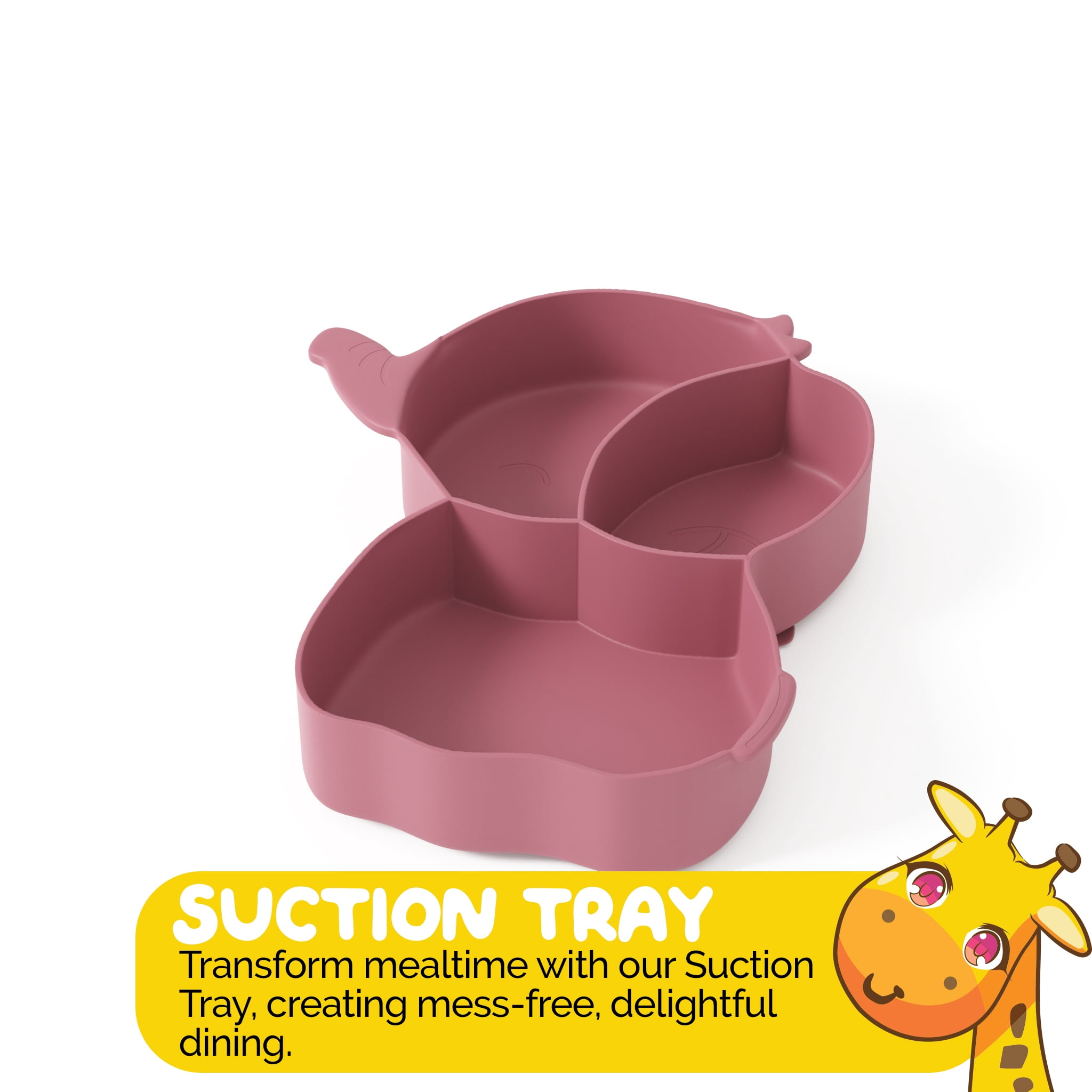 Toddler Dish Set in Pink Feeding Set for Girls by Muqee Peeko with Tray and Baby Utensils - (3 Piece Set)
