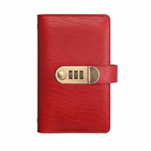 colaxi 3xFunds Savings Binder with Lock Large Capacity Combination Lock Organizer Leather Cover Budgeting Binder with Sleeves Red 3 Pcs
