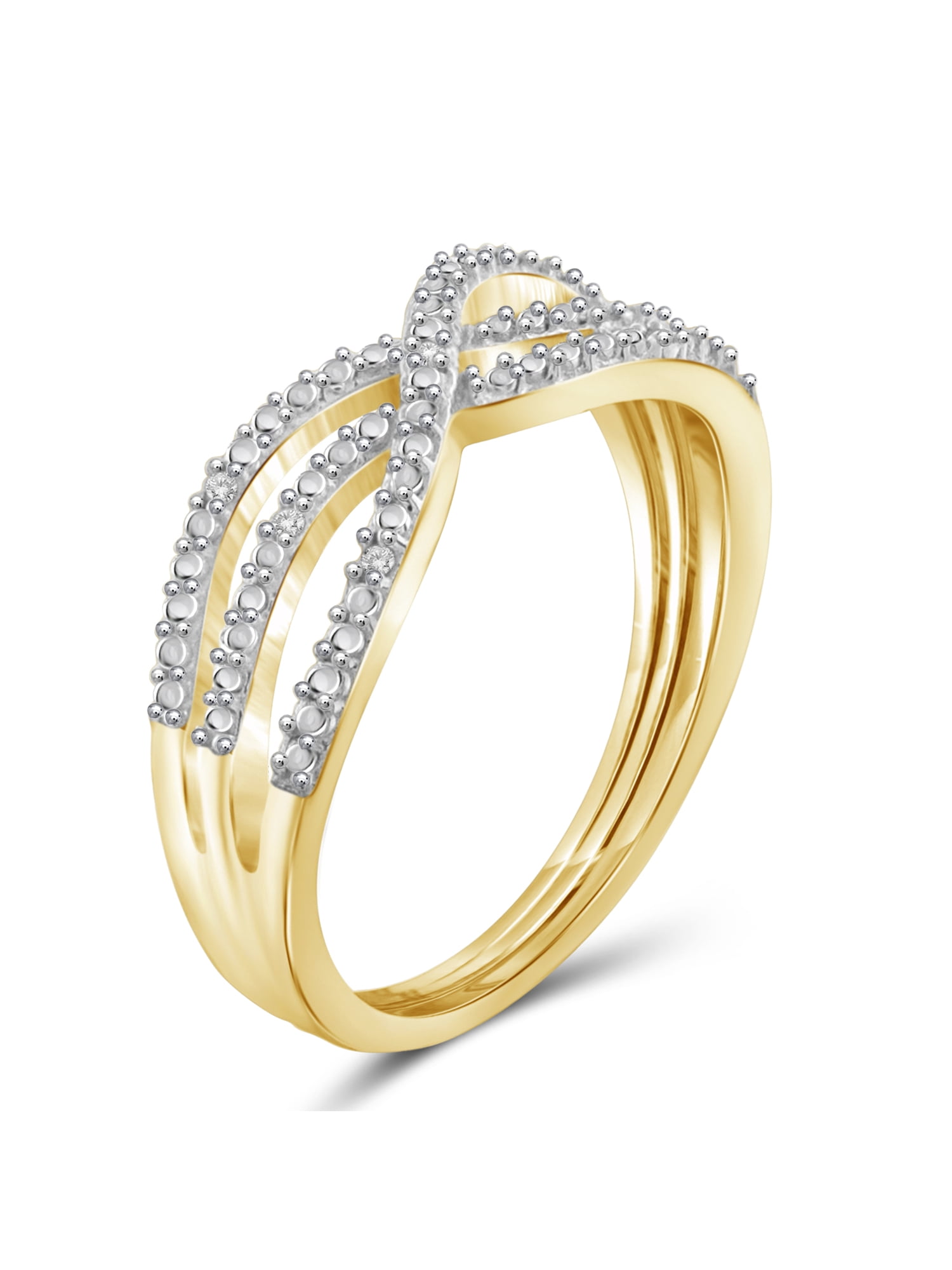 JewelersClub 14K Gold Plated Silver Accent White diamond Open Ring for Women | Diamonds for Everyday Womens Wear