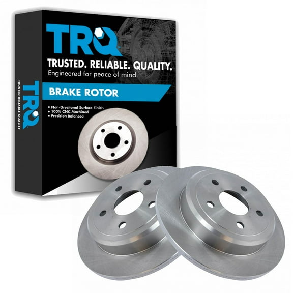 TRQ Rear Brake Rotors Set Vented Fits Select 2006-2010 Jeep Commander 2005-2010 Grand Cherokee