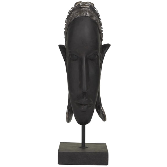 5" x 16" Black Polyresin African Woman Sculpture, by DecMode