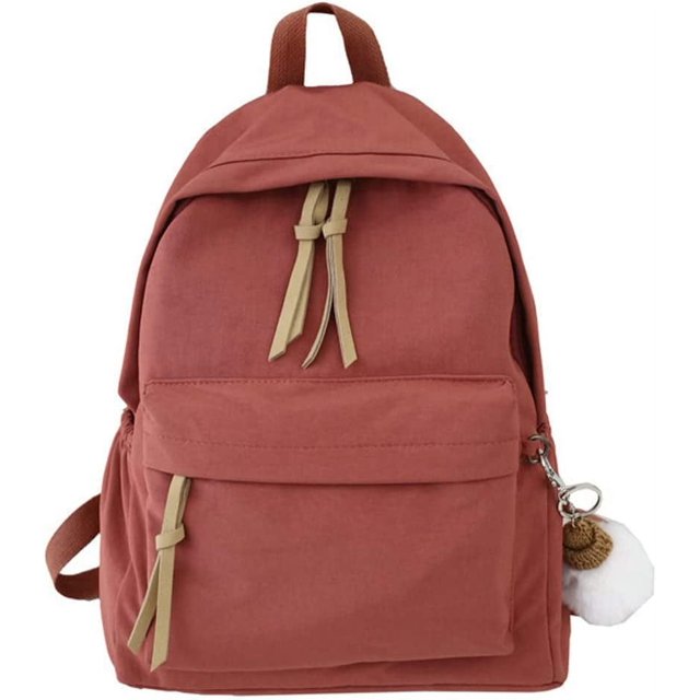 LinYooLi Fashion Canvas Nylon Backpack Satchel for Women Men, Large Shoulder Bag Removable Pendant