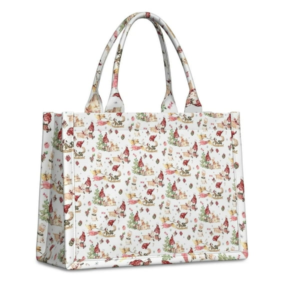 Large Capacity Tote Bag,White Christmas Gnome Pattern Handbag Fashion Luxury Tote Bag,15.7"x13"x 5.1" Inches,Laptop Compatible