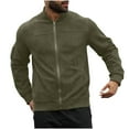 thumbnail image 3 of BiZtdJrK Men's Zip Up Sweatshirt Jacket Long Sleeve Lightweight Running Athletic Track Jackets Solid Casual Fall Outerwear with Pockets Army Green S, 3 of 8