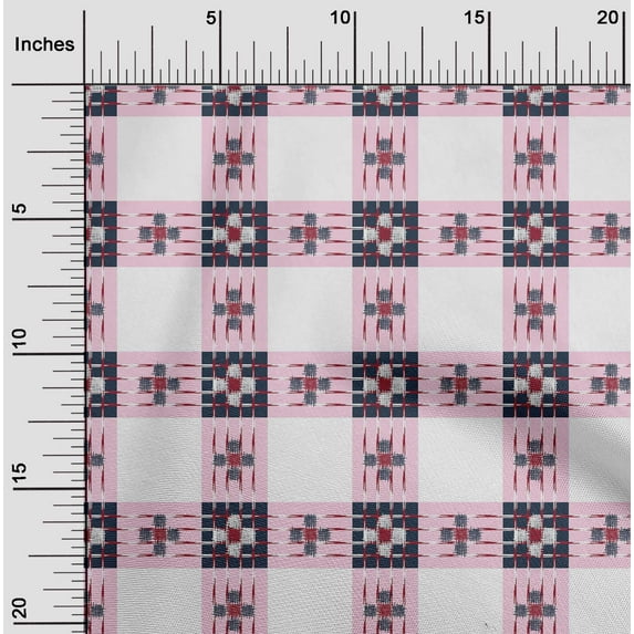 oneOone Cotton Silk Fabric Check Ikat Print Fabric BTY 42 Inch Wide