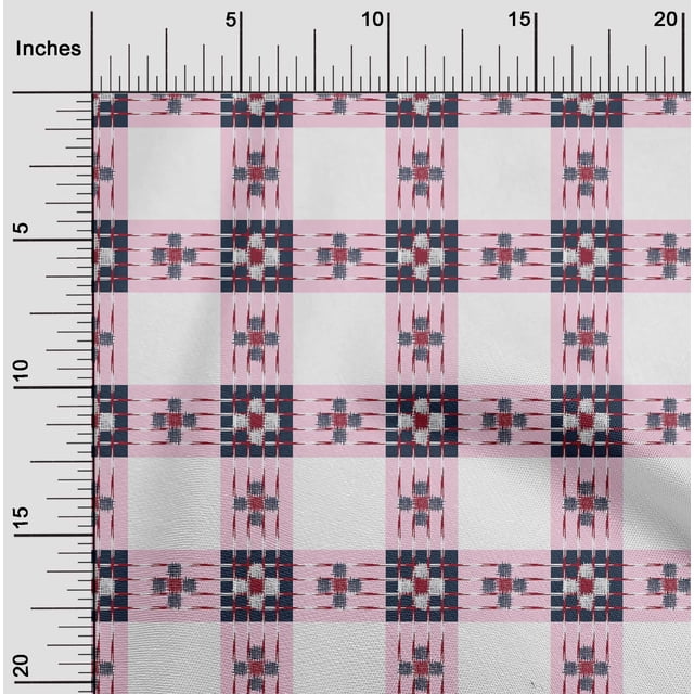 oneOone Cotton Flex Fabric Check Ikat Print Fabric By Yard 40 Inch Wide