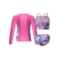thumbnail image 4 of MSemis Kids Girls Beachwear Sun Protection Rash Guard Shirt Bikini Set Pink Floral 12, 4 of 7