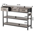 thumbnail image 6 of Aufeile 43" Narrow Console Table, Entryway Table with 3 Drawers and Outlets, Fabirc Sofa Table with Open Shelves for Couch, Hallway, Foyer, Living Room, Gray, 6 of 7