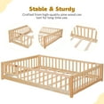 thumbnail image 4 of PAPROOS Full Size Floor Bed, Solid Wood Floor Platform Bed with Slat, Fence Guardrail and Door, No Box Spring Needed, Toddler Bed Montessori Bed, Full Bed Frame for Kids, Boys, Girls, Natural, 4 of 10