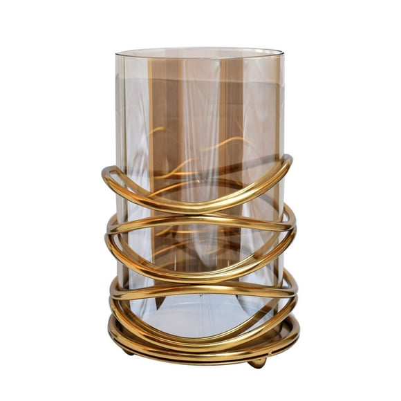 Decozen Candle Holder with Glass and Decorative Metal in Swirl Design for Home Decor Console Table Centerpiece Dining Living Room Bedroom Office Farmhouse Events Wedding Decorations - Set of 6