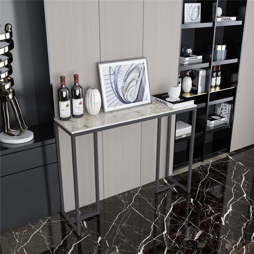 Wisfor Sintered Stone Console Table Narrow Long Sofa Table for Entryway Living Room,White Emerald