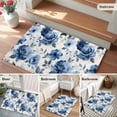 thumbnail image 5 of 2x3 Ft Entryway Area Rug, Blue Floral Kitchen Rug Runner Washable Floor Mat, Watercolor Country Flower Pastoral Rose Non Slip Indoor Door Mat Throw Carpet for Bathroom Living Room Bedroom, 5 of 8