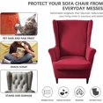 thumbnail image 2 of TOPCHANCES Jacquard Wingback Chair Slipcovers, 2-Piece Stretch Spandex Wing Chair Covers, Waterproof Wingback Armchair Sofa Slipcover for Living Room Bedroom ( Wine Red ), 2 of 8