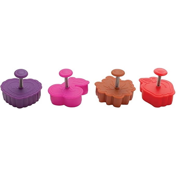 Mrs. Anderson's Baking Pie Crust Cookie Cutters, Set of 4, Spring-Action Embossing Cutters For Pie Crusts, Cookies, And Pastry Dough