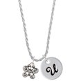 thumbnail image 1 of Delight Jewelry Silvertone Small Antiqued Butterfly Silvertone Script Initial Disc - U - Charm Necklace, 20"+3", 1 of 4