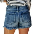 thumbnail image 2 of Women's Casual Denim Shorts Frayed Raw Hem Ripped Jeans Shorts, 2 of 5