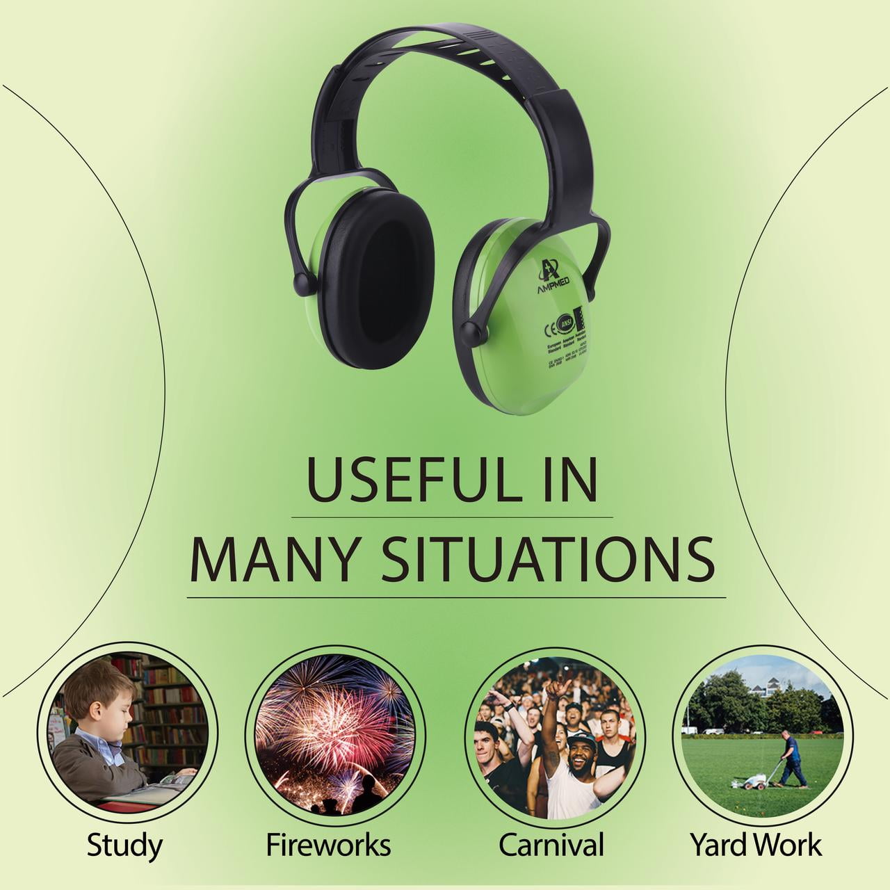 Amplim Protective Earmuffs for Youth: Sound Safety Noise Reduction 