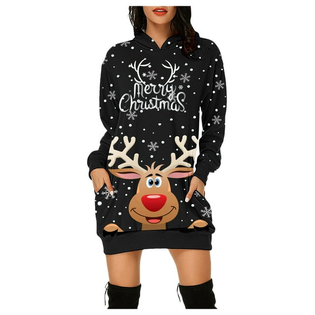 Chandail en Molleton de Noël pour Femmes, Fermeture Mi-Longue, Manches Longues, Chandail de Noël, Col Rond Chaud, Cardigan à Capuche, Veste de Mode, Imprimé de Vacances