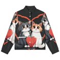 thumbnail image 4 of Jackets for Women Winter Coat Jackets Flannel Stand Collar Jacket(Cute Cats Heart Design,Size:S-4XL), 4 of 7