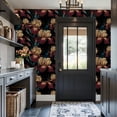thumbnail image 3 of Vintage Peel and Stick Wallpaper Mystical Irises Burgundy Petals Golden Veins Cosmic Space Wall Mural 17.7in x 9.8ft Self Adhesive Removable Wall Paper for Nursery Bedroom Cabinets Renter Apartment, 3 of 8