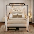 thumbnail image 5 of Amolife Full Bed Frame, Canopy Bed with Metal Headboard, No Box Spring Needed, Black, 5 of 15