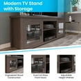 thumbnail image 6 of BizChair Classic TV Stand up to 80" TVs - Modern Black Wash Finish with Full Glass Doors - 65" Engineered Wood Frame - 3 Shelves, 6 of 15