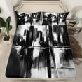 thumbnail image 2 of Homewish Chic Artwork Abstract Queen Sheet Sets, Black Grey Ink Watercolor Flat Sheet, Teens Boys Girls Men Queen Fitted Sheet, Lightweight Room Decor, 4 Pieces, 2 of 7
