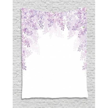 Flower Tapestry Framing Lilac Flowers In Blossom Vernal Season Soothing Color Shades Wall Hanging For Bedroom Living Room Dorm Decor Pale Mauve