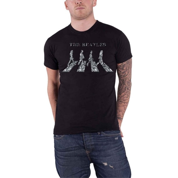 The Beatles - Camiseta Crossing Diamante para Adultos Unisex (Negro)