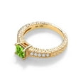 thumbnail image 3 of Gem Stone King 0.88 Ct Princess Cut Green Peridot White Created Sapphire 18K Yellow Gold Plated Silver Ring (Size 8), 3 of 5