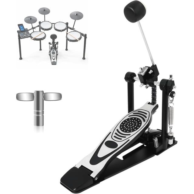 Pédale de Grosse Caisse, Pédale à Double Chaîne avec Ressort et Angle de Batteur Réglables, Pédale en Métal Robuste avec Base Antidérapante, Compati